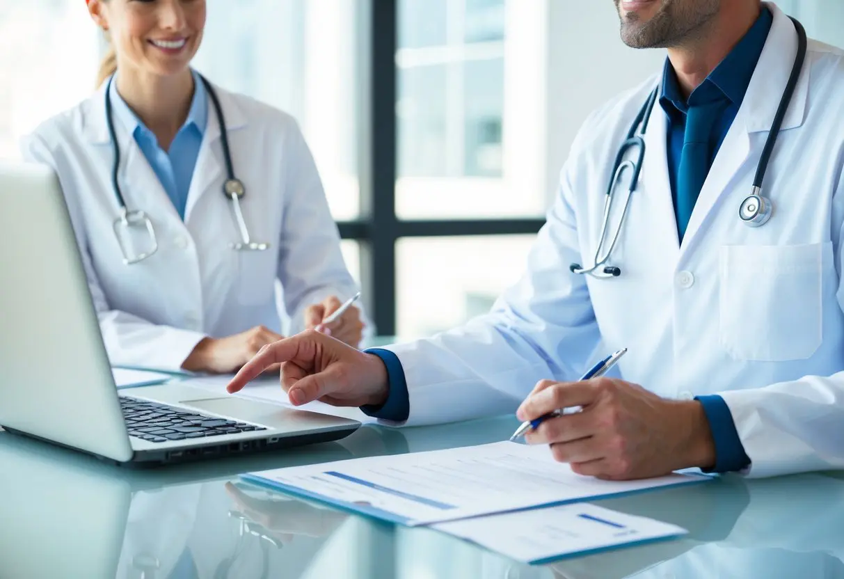 a doctor talking to a pation over a hipaa compliant fax