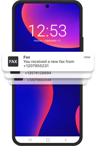 android fax app interface mockup showing received faxes in the inbox