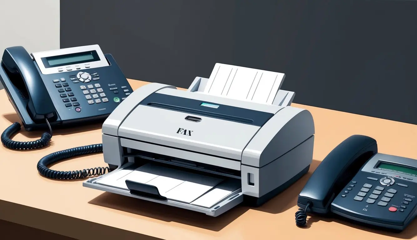 illustration of a fax machine on a table