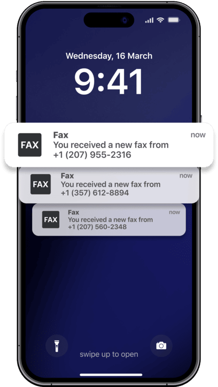 interface for receiving fax on the municorn app for iphone