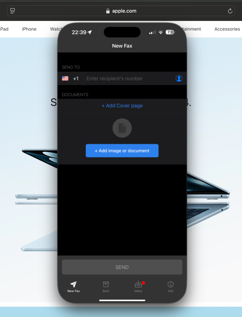 using fax app with iphone mirroring on mac
