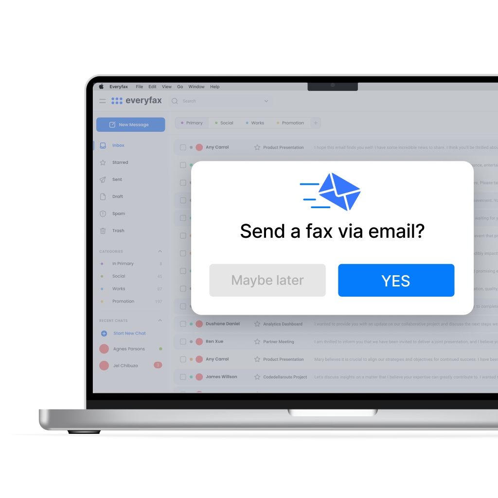 Municorn's daughter brand Everyfax's email-to-web interface