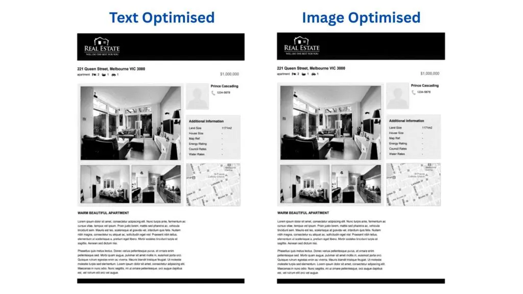 image optimised vs text optimised faxes comparison - there is no difference