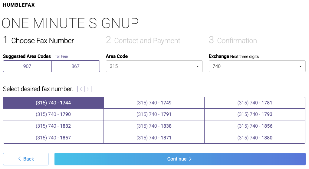 humble fax signup