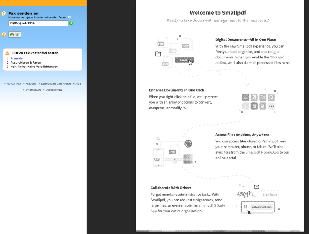 Testfax von PDF24Fax zur Überprüfung der Empfangsqualität