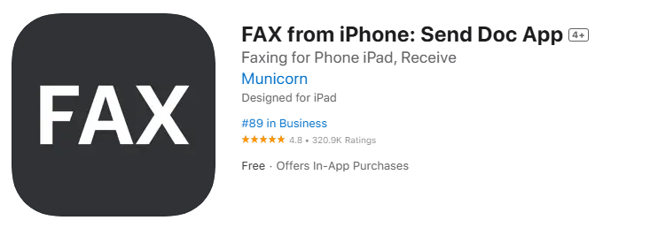 Municorn fax app screenshot from the app store