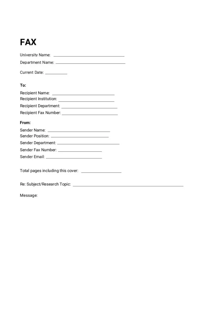 Academic Fax Cover Sheet