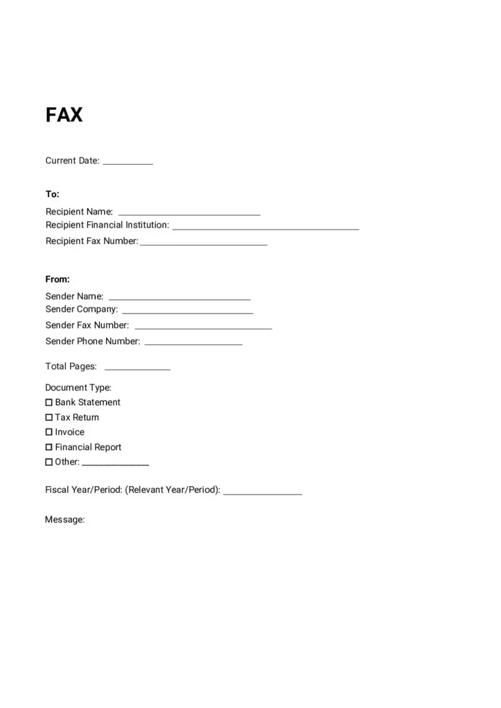 Financial Fax Cover Sheet