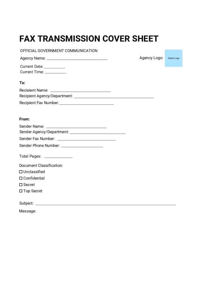 Government Agency Fax Cover Sheet