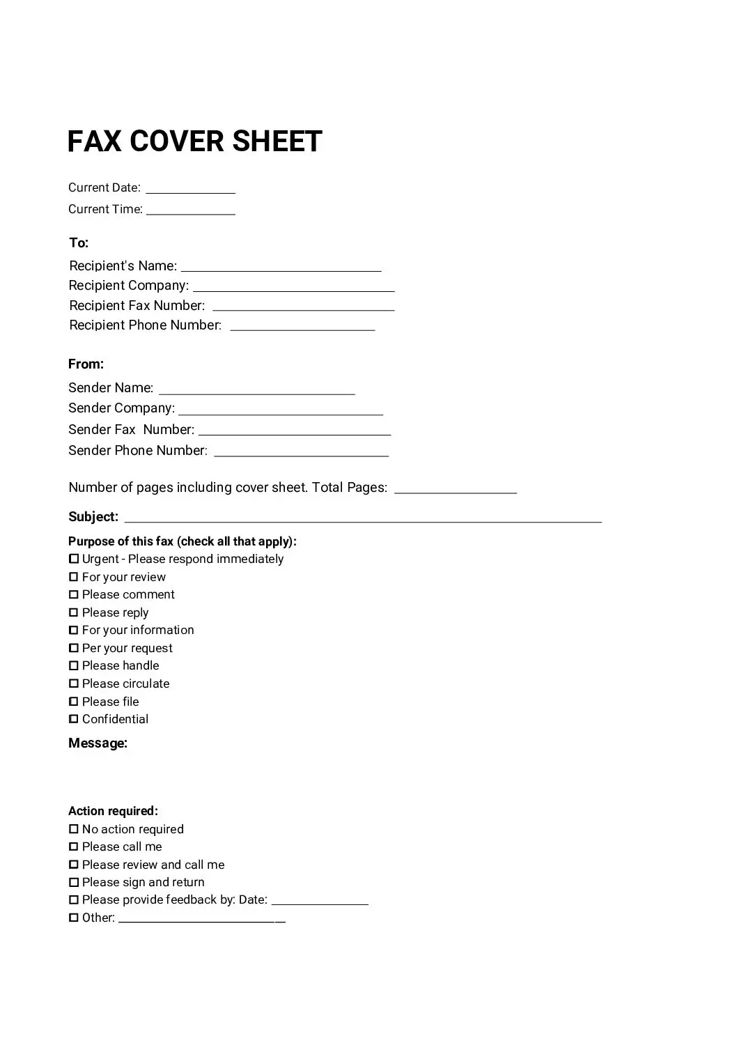 Multi-Purpose Fax Cover Sheet