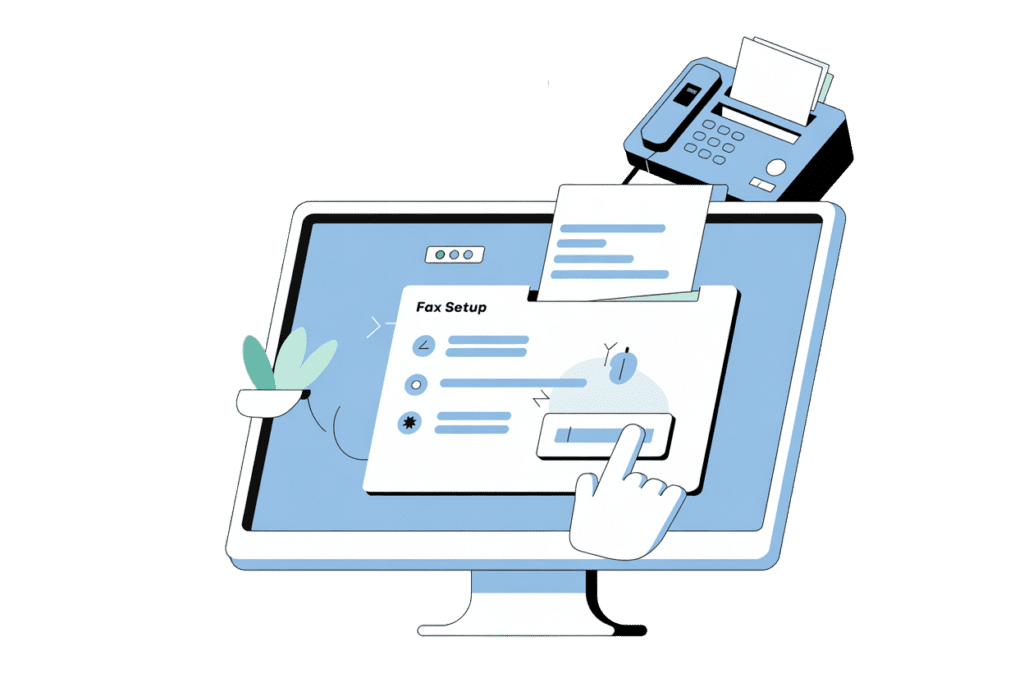 faxing from computer email to fax illustration