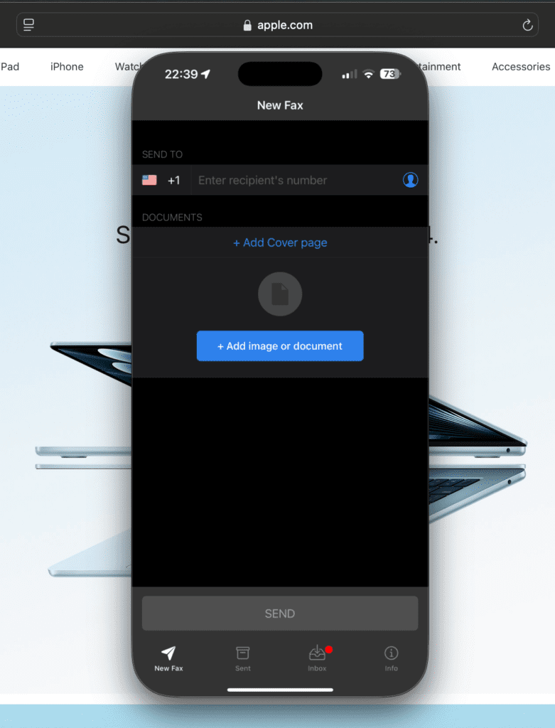 Verwenden der Fax-App mit iPhone Mirroring auf dem Mac