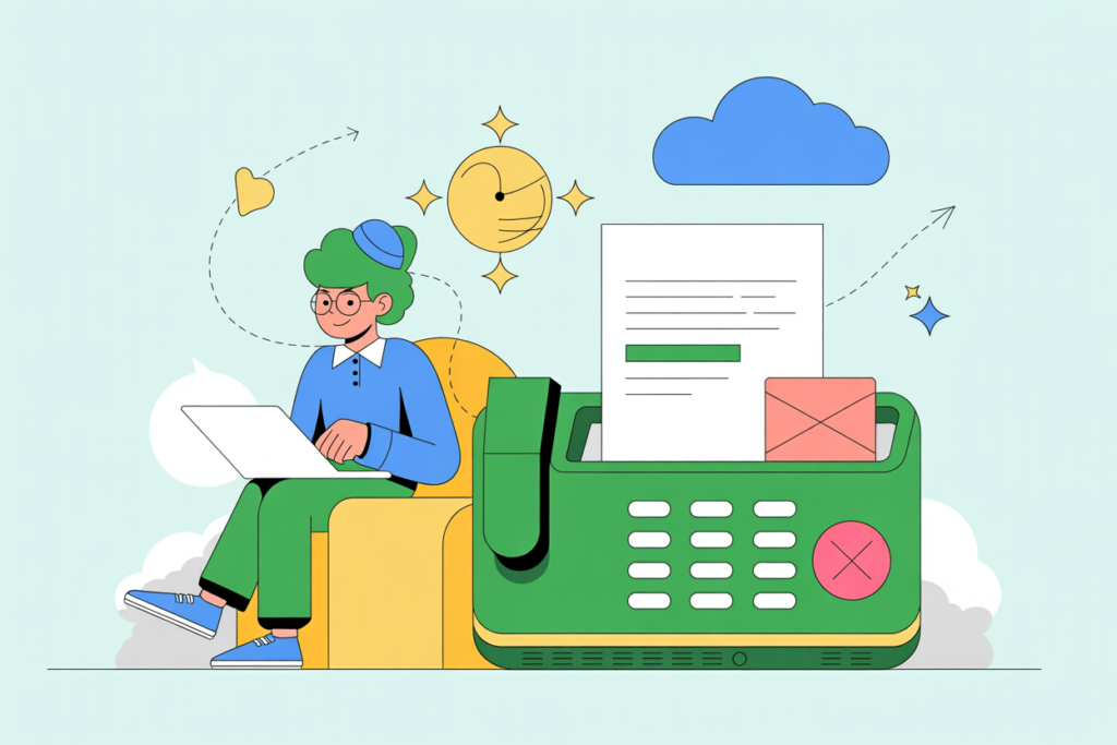 cheap places to fax a vector illustration of a girl faxing