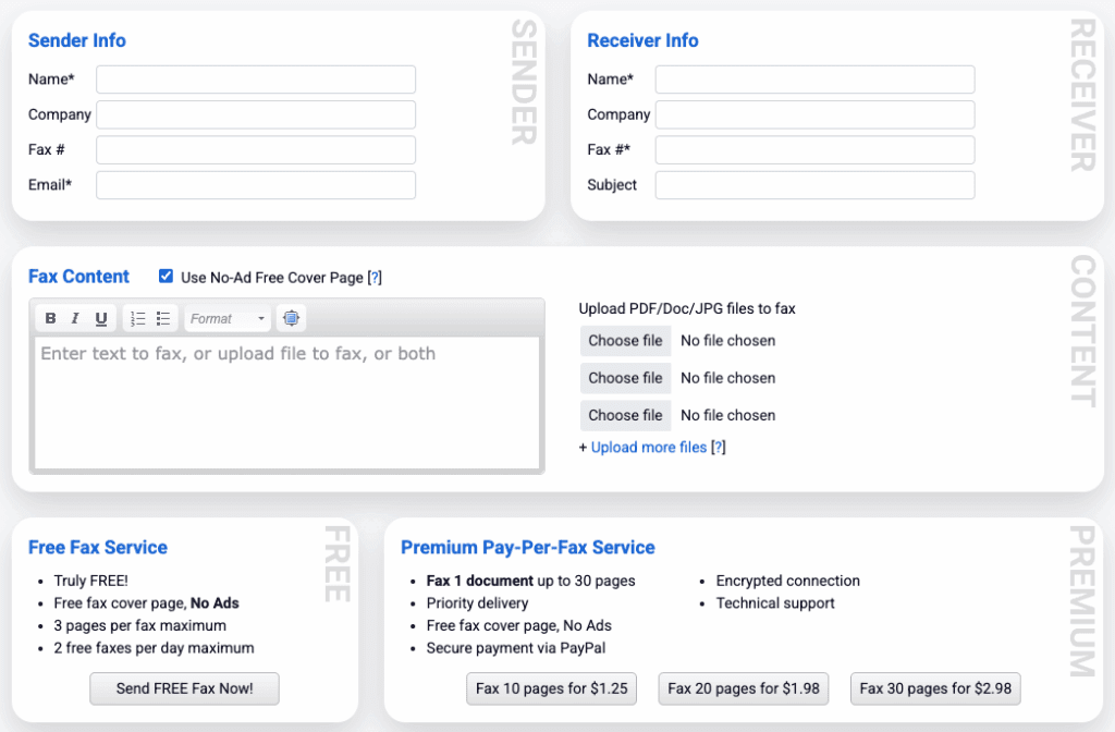 GotFreeFax send a fax interface