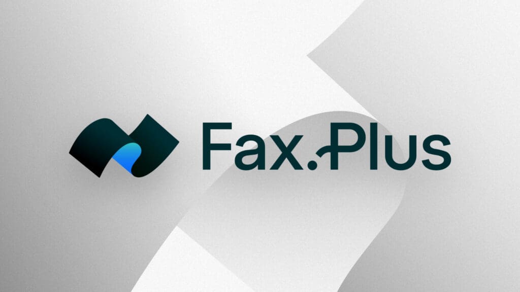 fax.plus online fax service logo on grey background