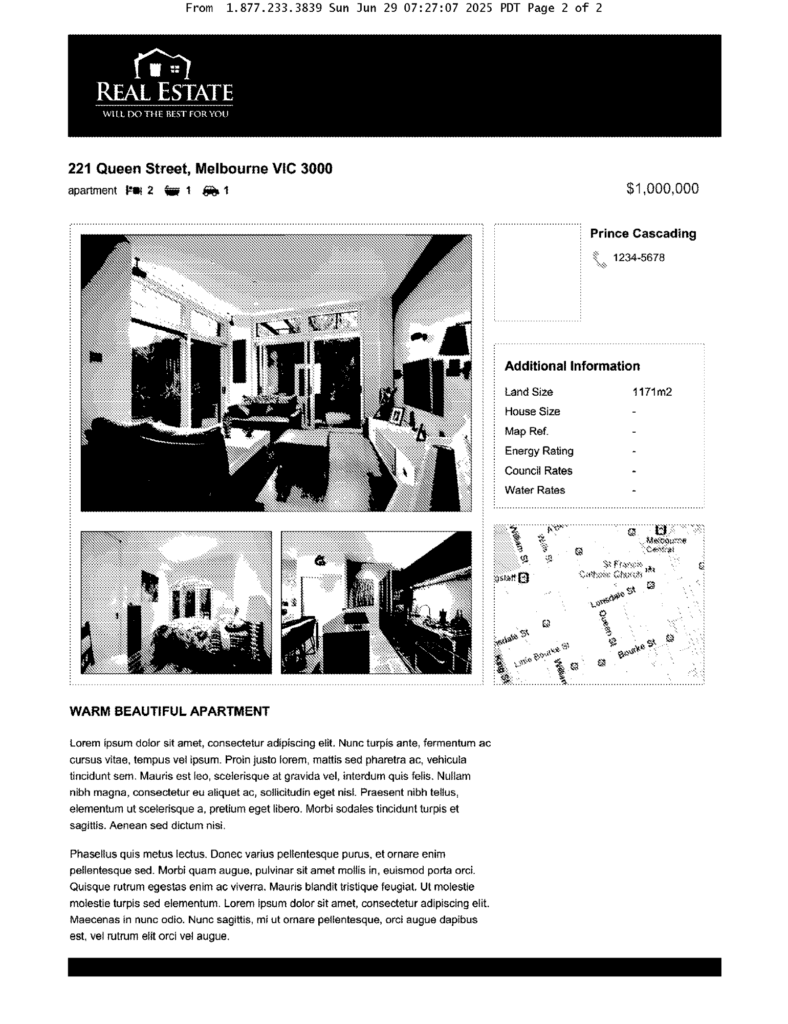 Kostenlose Faxqualität eines Testfaxes