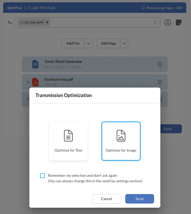 fax plus website feature - optimize for image or text