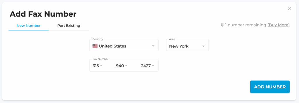 add fax number interface on ifax