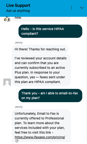 ifax live support