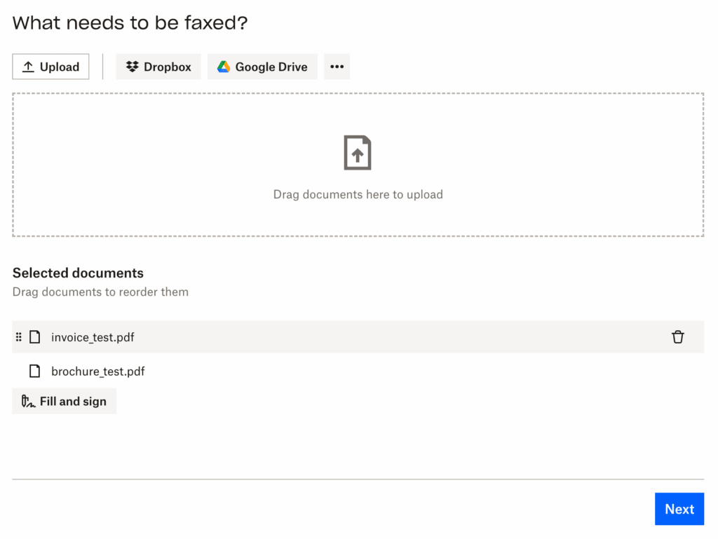 DropBox Fax-Schnittstelle zum Hochladen von Dokumenten 