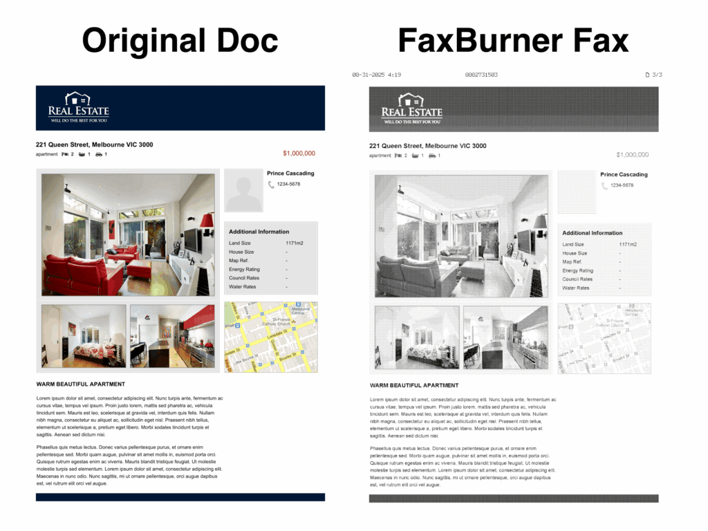 Farbbild mit Fax Burner gefaxt