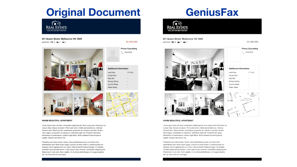 genius fax image quality comparison between original and a faxed version of the document