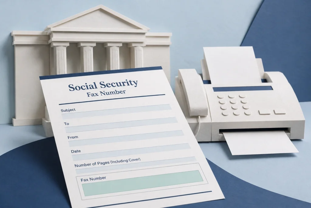 an illustration of a fax page in front of a us government building